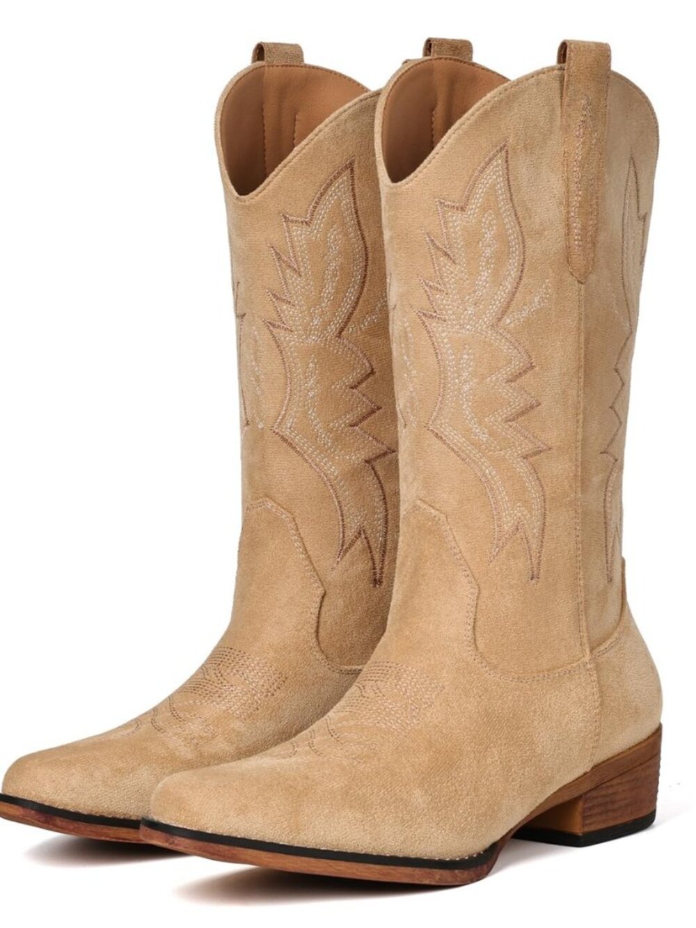 Cowboy Boots for Women Mid Calf Pull-On Cowgirl Boots